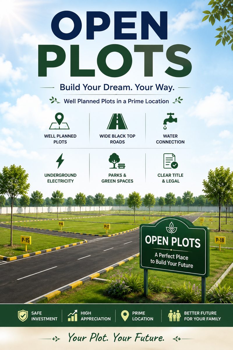 An open plot pegged and measured